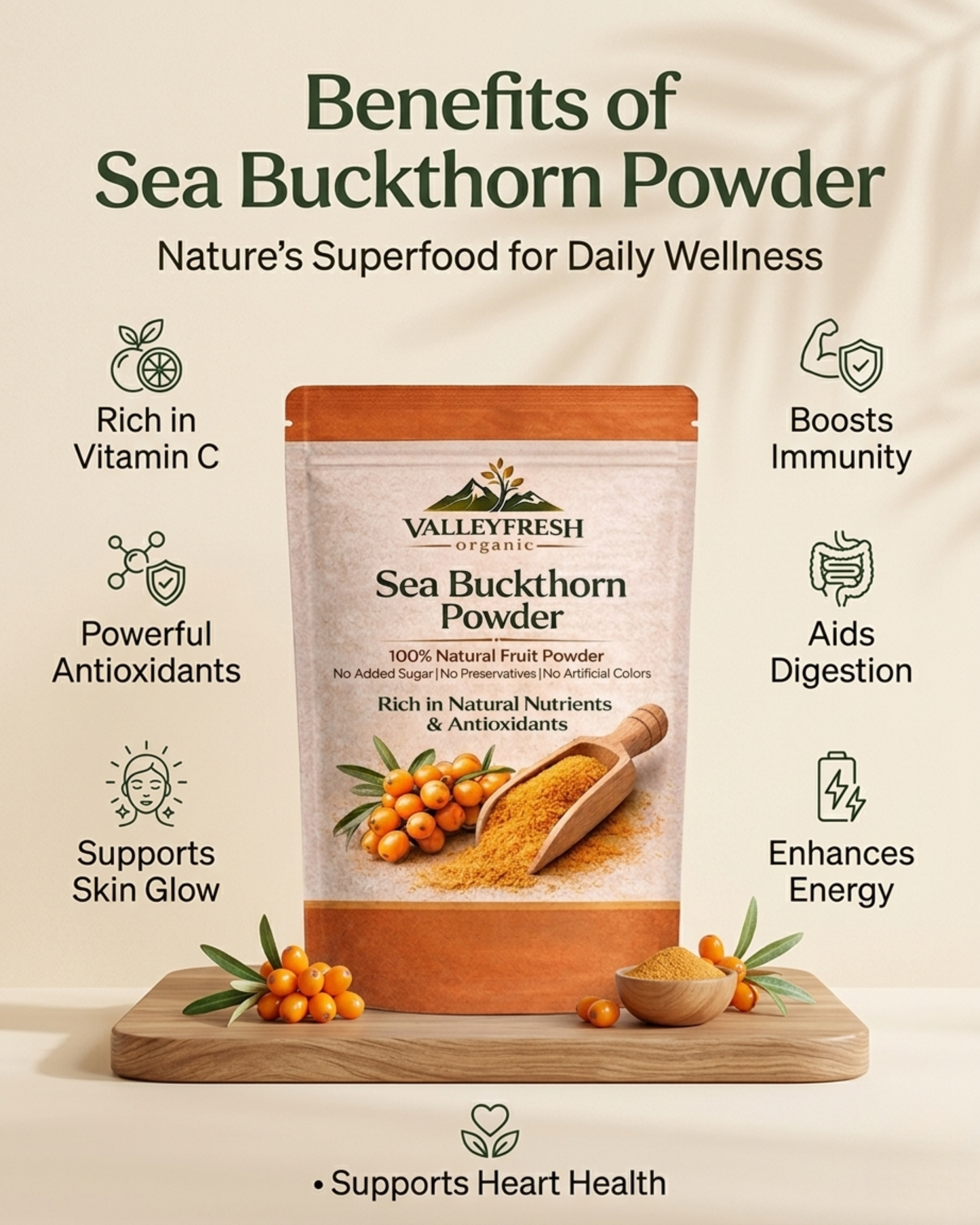 Sea Buckthorn Powder (100% Pure) | ValleyFresh Organic